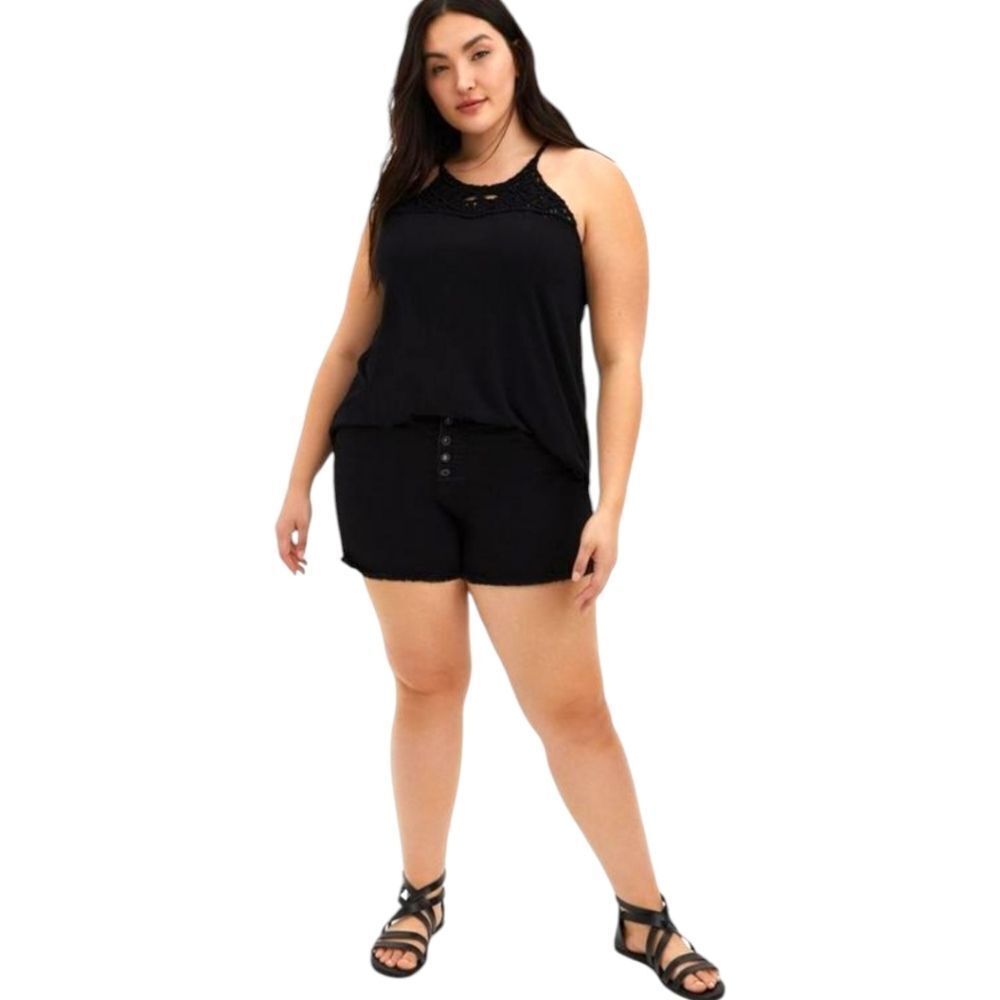 TORRID BLACK SLEEVELSS HIGH NECK Macrame Tank Top Size 4X